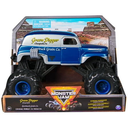 Monster Jam, Official Grave Digger Monster Truck, Currituck Grain Co Collector Die-Cast Vehicle, 1:24 Scale, Kids Toys for Boys and Girls Ages 3 and up