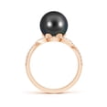thumbnail image 2 of Angara Tahitian Cultured Pearl Bypass Ring with Diamond Halo in 14K Rose Gold for Women | June Birthstone Jewelry for Her, 2 of 8