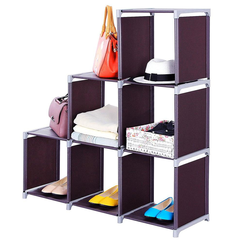YLSHRF Storage Shelf,Multifunctional Assembled 3 Tiers 6 Compartments