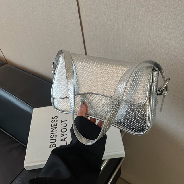 Bag Women Casual Avertico Pu Cuero de cuero Patrón de serpiente de serpiente plateado