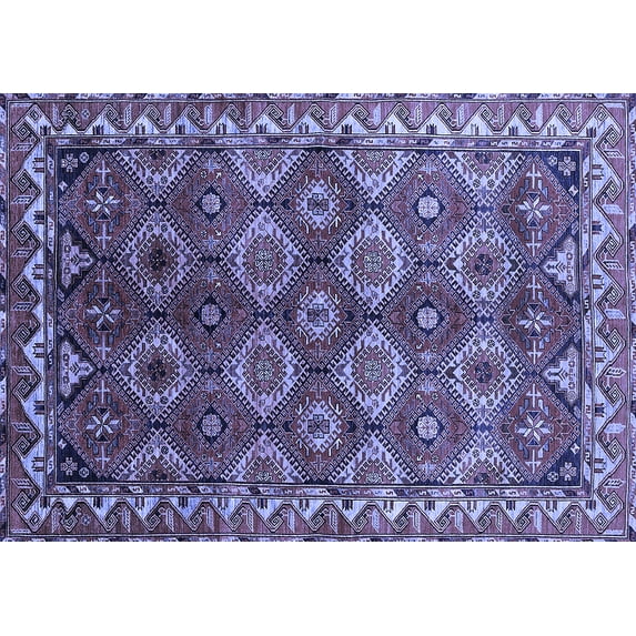 Ahgly Company Machine Washable Indoor Rectangle Oriental Blue Industrial Area Rugs, 5' x 7'