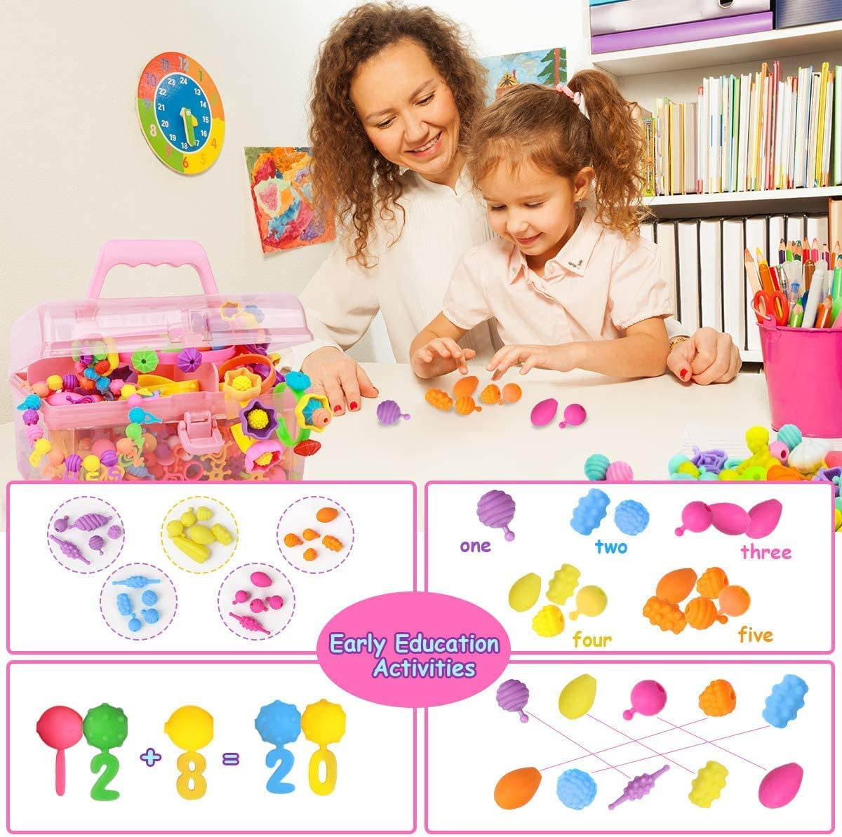 Pop Beads, 700+ Pcs Jewelry Making Kit, DIY Arts and Crafts for Age 3, 4,  5, 6, 7 Year Old Girls, Kids Creative DIY Set with Necklace, Bracelet,  Rings 