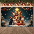 thumbnail image 3 of Themed Christmas Banner Santa Hat Design Xmas Party Display Christmas Tree Element Star Decor Holiday Backdrop for Christmas Party Xmas Celebration Holiday Decoration, 3 of 9