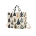 thumbnail image 7 of FORMRS Womens Corduroy Tote Bag Crossbody Shoulder Handbag with Pocket, Beige Christmas Trees, 7 of 7