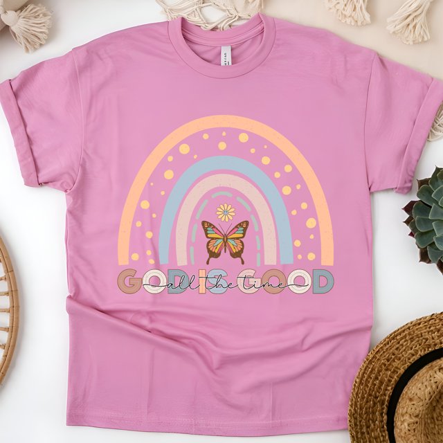 Dieu Est Bon Tout le Temps T-Shirt Graphique Chrétien Arc-en-Ciel, Azalée, Taille G