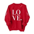 thumbnail image 3 of Pxxlle Love Sweatshirts Women Oversized Valentines Day Sweatshirt Long Sleeve Holiday Tops Loose Fit Round Neck Pullovers Red XL, 3 of 6