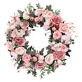 thumbnail image 4 of Guirnalda artificial de peonías de seda y rosas, guirnalda floral redonda, decoración del hogar para la parte delantera, 4 of 8