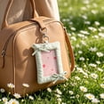 thumbnail image 3 of Kawaii Bow Photocard Holder 3 Inch, Cute Fabric ID Badge Protector with Keychain, Clear Window Display for Backpack Purse, Youngster Campus Essential, 3 of 6