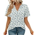 thumbnail image 3 of White Women's Short Sleeve T-shirt, Womens Tops Summer Short Sleeve V Neck Blouses Business Casual Loose Fit Tshirts Trendy Fashion Outfits,Women's Short sleeve T-shirt XXL, 3 of 3
