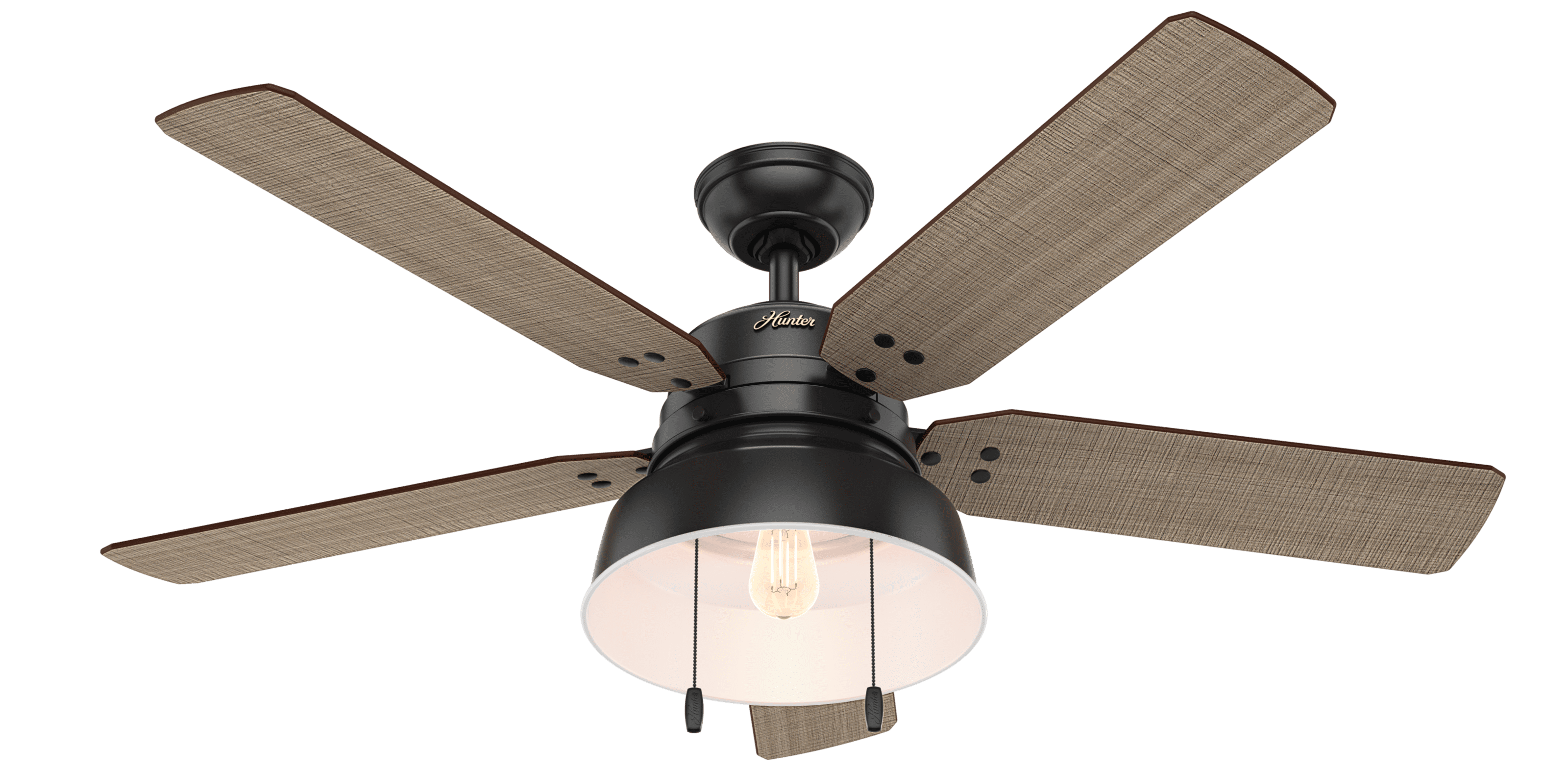Hunter Fan 52 inch Contemporary Ceiling Fan in Matte Black with LED Light 