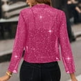 thumbnail image 7 of Hvot&aat Women's Elegant Shiny Open Front Blazer Thin Party Sparkly Cropped Cardigan, 7 of 7