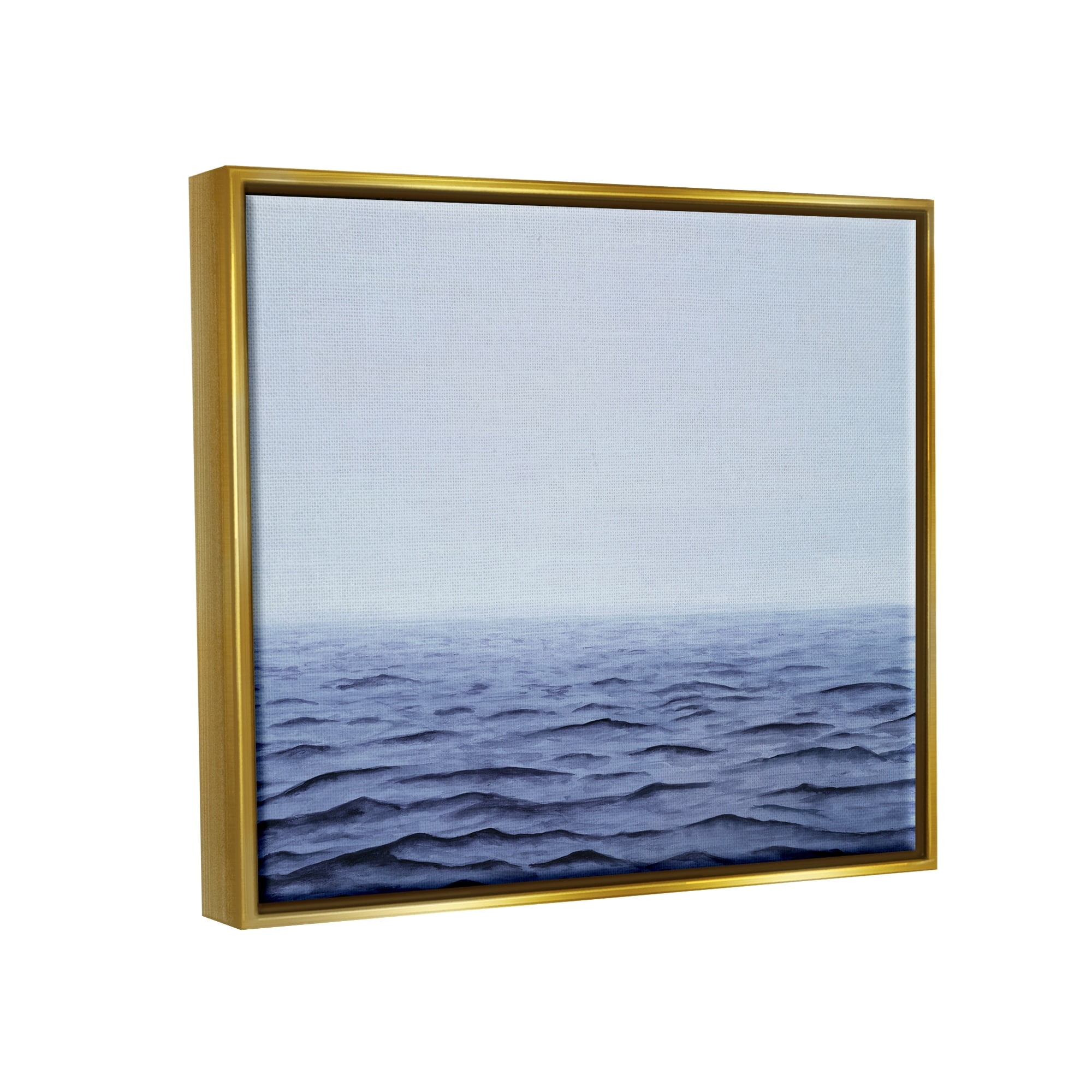 Stupell Industries Vast Ocean Horizon Soothing Blue Water Waves Photograph Metallic Gold Floating Framed Canvas Print Wall Art, Design by Michael Willett