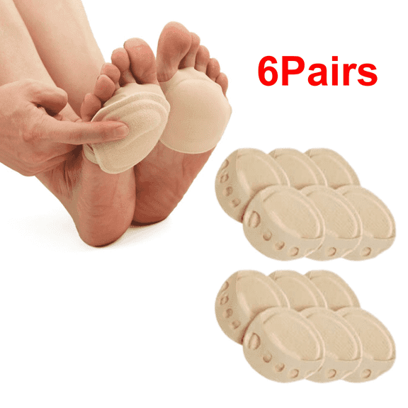 6 Pairs Women's Toe Cover with Padding Toe Topper Liner Socks Non-Skid Bottom