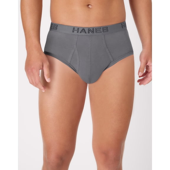 Hanes Ultimate Men's Underwear Briefs Pack - 4-Pack - Cotton-Stretch - Moisture-Wicking Black/Blue/Gray L