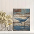 thumbnail image 2 of Blue Whale Rustic Wood Canvas Print, Wall Art for Living Room, Bedroom, Cafe, Beach House, Nautical Theme, Office, 2 of 8