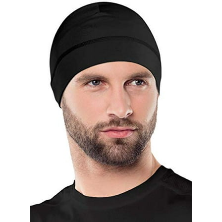 OutdoorEssentials Skull Cap Helmet Liner & Running Beanie for Men, Winter Running Hat, Thermal Cycling Hat Black