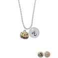 thumbnail image 2 of Delight Jewelry Goldtone 3-D Large Jack O' Lantern with Leaves Silvertone Script Initial Disc - E - Charm Necklace, 20"+3", 2 of 4