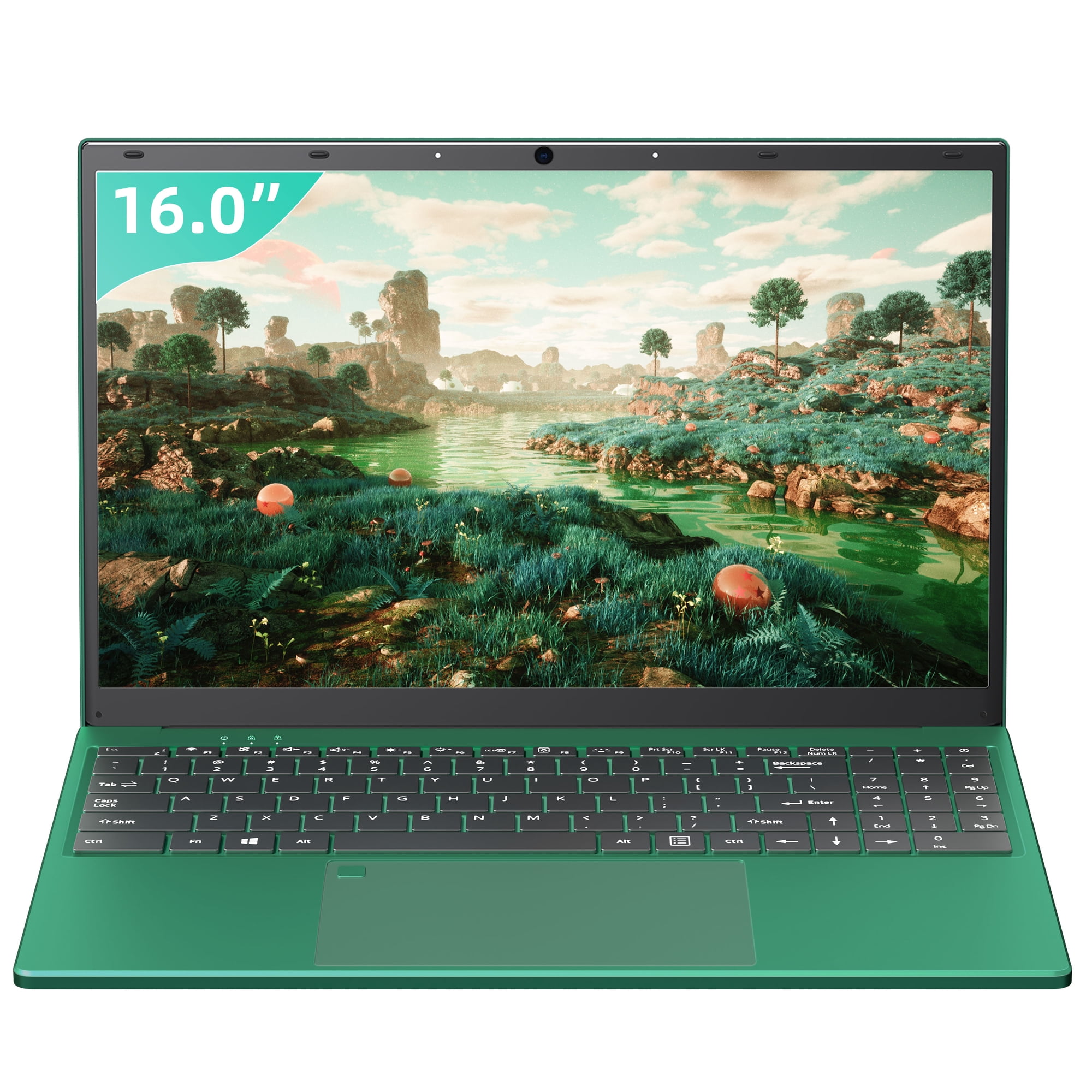 Rumtuk 16" Green Laptop,16 GB RAM,1 TB SSD,Win 11 Pro/Office 2019,CPU 6500Y ,FHD IPS Display, Backlit KB, Fingerprint, USB 3.0, HDMI,WiFi, Bluetooth, Notebook PC Perfect for Work Study and Play