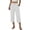 White, variant on Summer Linen Capris Plus Size New Women’s Elastic Waist Capris Fashion Straight Leg Cropped Pants with Button Decor Loose Casual Rolled Hem Capris Pants Black S