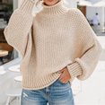thumbnail image 5 of Fall Winter Women Long Sleeve Cable Knit Sweater Batwing Turtleneck Pullover, 5 of 6