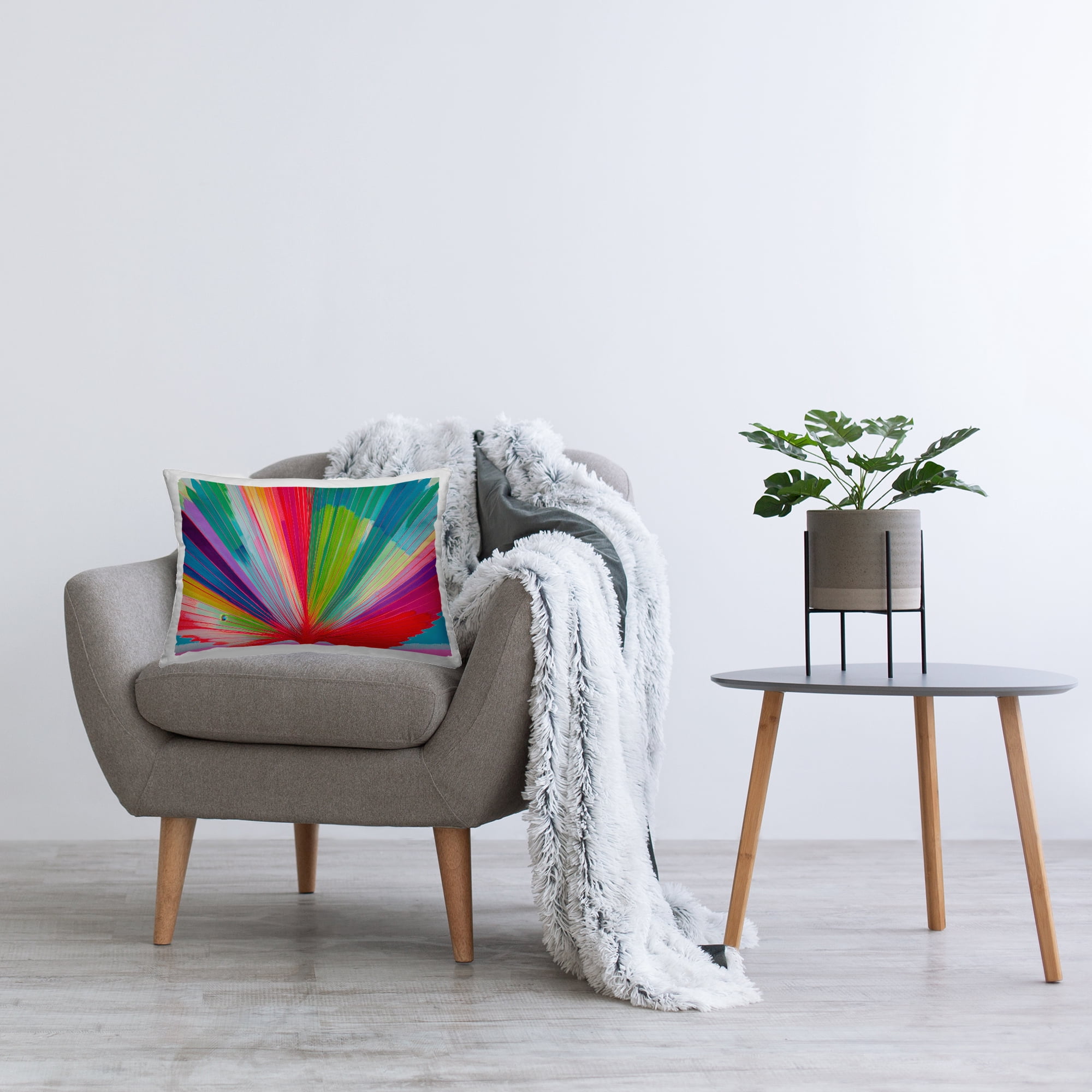 Stupell Industries Palm Fan In Spectrum Decorative Printed Throw Pillow, design by Chromatic Storm Studio, 14 x 7 x 20