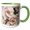 Green/White, variant on 3drose, Colossal Pink Peony Floral Pattern, 15oz Two-tone Blue Mug