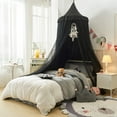 thumbnail image 2 of Bed Canopy for Girls,Princess Round Dome Dreamy Mosquito Net Bedding Girls Room Castle Play Tent Hanging House Decor Reading Nook Canopies (Black/Black), 2 of 13