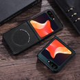 thumbnail image 5 of Dteck Magnetic for Samsung Z Flip 6 Case, Shockproof PU Leather Slim Hard Support Wireless Charging Protective Cover, Red, 5 of 5