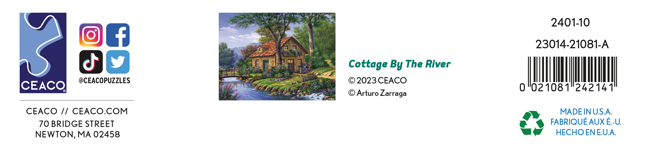 Ceaco - Arturo Zarraga - Cottage by the River - 500pc Piece Interlocking Jigsaw Puzzle