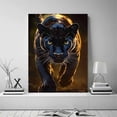 thumbnail image 5 of Mudket Golden Backlight Black Panther Forest Canvas Wall Art, Realistic Safari Wildlife Cool Posters Print for Man Cave Office Living Room Home Decor, Framed Ready to Hang - 12"L x 8"W, 5 of 9