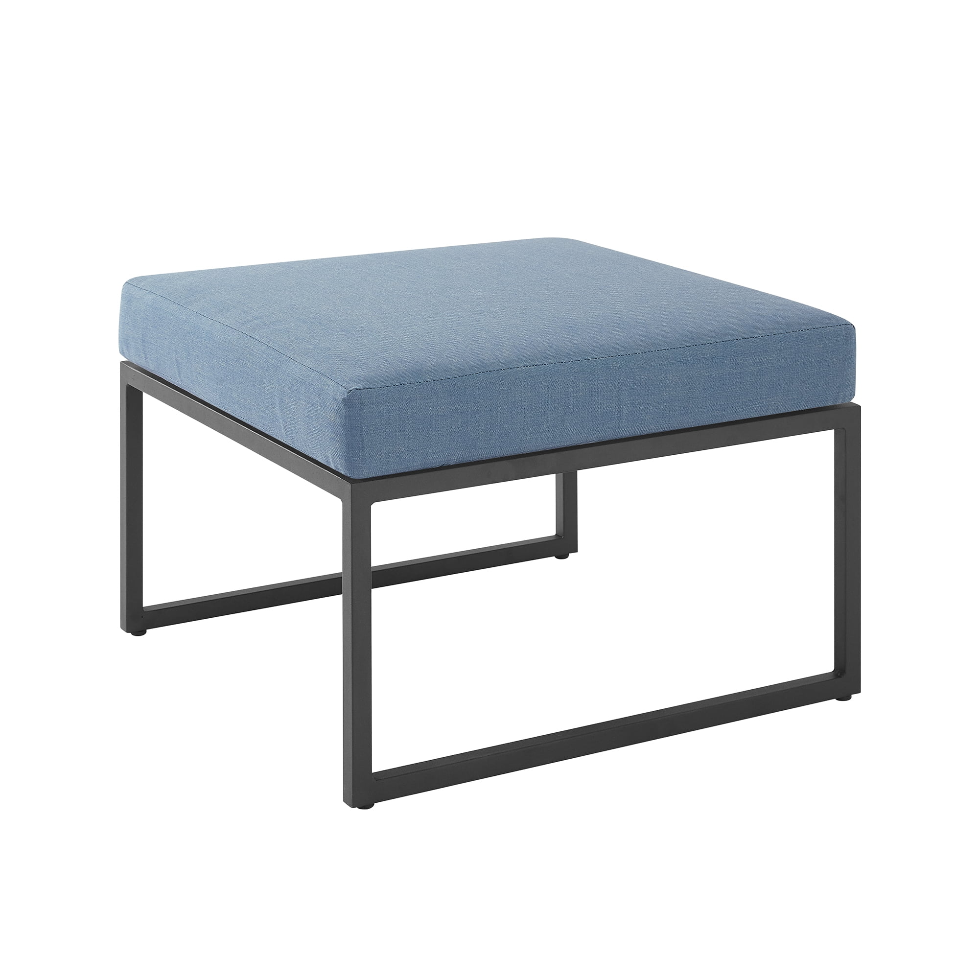 Manor Park Outdoor Modern Modular Patio Ottoman with Cushion Blue