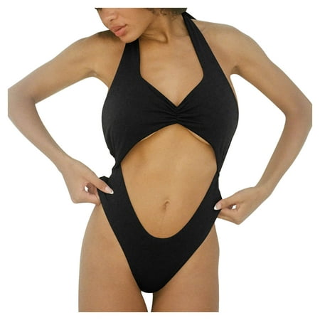 PMUYBHF Female Swimsuit Women Tankini with Shorts Women Bikini set Swimming  Piece Swimsuits Swimwear Beach Suit Black S 