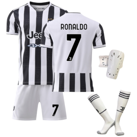 Men's and Women's Juventus Football Team Jersey suit RONALDO 7# 2022 children's Fashion Short sleeve adult sport running Soccer Uniforms set with socks for boys and girls