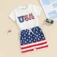 thumbnail image 2 of Okbabeha Baby Boys 4th of July Outfit USA Embroidery Tee Shirts Stars and Stripes Shorts Outfits Summer Clothes, 2 of 7