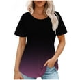 thumbnail image 2 of Womens Clothing Homenesgenics Woman Clothes under $5 Fashionable Women's Casual Short Sleeved Loose Round Neck Printed Tops Purple M, 2 of 7