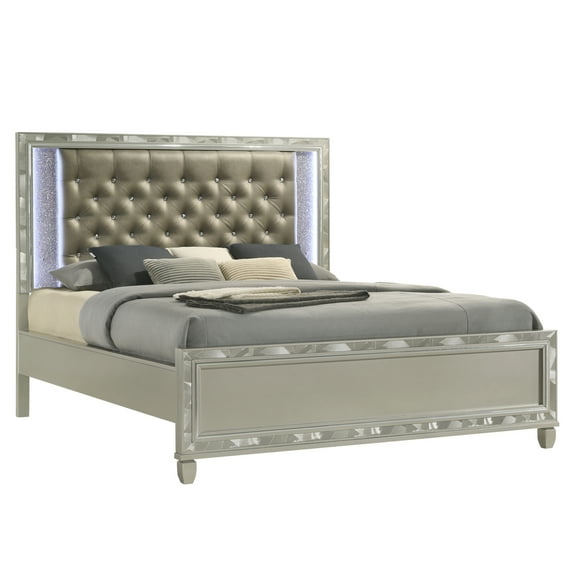 New Classic Furniture Radiance Solid Wood King Bed in Silver