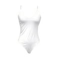 thumbnail image 7 of XUELUO One Piece Swimsuit Women Summer Solid Color Spaghetti Strap V Neck Backless hollow out Slim Swimwear Activewear,White,S, 7 of 7