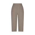 thumbnail image 7 of Womens Casual Cropped Pants Stretch High Waist Work Business Casual Capris Trouser with Pockets (S, Brown), 7 of 7