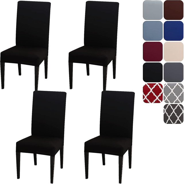 Dining Room Chair Covers Slipcovers Set of 4 , Stretch Removable Washable Dining Chair Protector Decoration Cover Seat Slipcover for Hotel,Ceremony,Ba