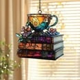 thumbnail image 5 of BNNG Acrylic Book Mug Ornament – 2D Flat Stacked Floral Book and Tea Cup Acrylic Ornament - Book Lover Suncatcher Window Hanging,Book Lover Gift, Literary-Themed Home Decoration, 5 of 9