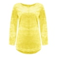 thumbnail image 4 of Only Moment Yellow Long Sleeve Shirts for Women Crew Neck Casual Tunic Tops Work Fashion Cute Sweaters Fall Outfits 2026 Dressy Blouse L, 4 of 5