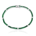 thumbnail image 5 of sterling silver 14k gold plated Ruby Emerald Sapphire and simulated diamond Bracelet, 925 Sterling Silver, Tennis Bracelet, Birthstone Bracelet, Three Stone Jewelry, Gift For Friend, 5 of 5