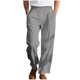 thumbnail image 2 of Pantalones largos casuales de poliéster para hombre, color sólido, cintura elástica, cordón ajustable, pierna ancha, bolsillos, para playa, 2 of 8