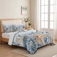 thumbnail image 5 of Twin Quilt Set 68''x86'', Blue Starfish Coastal Lightweight Summer Bedspread Coverlet Set with 2 Pillow Shams, Eucalyptus Summer Nautical Shell Breathable All Season Quilt Bedding for Dorm/Bedroom, 5 of 9