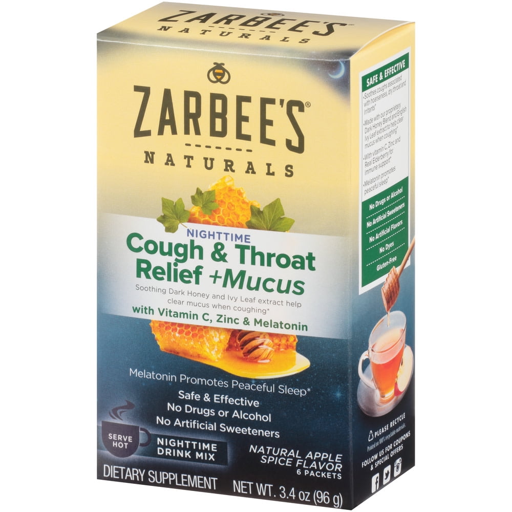 Zarbee's Naturals Cough & Throat Relief + Mucus Nighttime Drink Mix