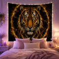 thumbnail image 2 of Tiger Portrait Inside A Golden Energy Ring, Majestic Fantasy Style For Tiger Lovers, Wildlife Wall Art, Housewarming Gift, Tapestry Wall Hanging For Bedroom, Living Room And Dorm, 2 of 7