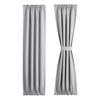 French Door Curtains – Rod Pocket Thermal Blackout Curtain for Doors with Glass Window, Kitchen and Patio Doors for Privacy, 52 X 72 Inches Long, 1 Curtain Panel with Tieback, Light Gray