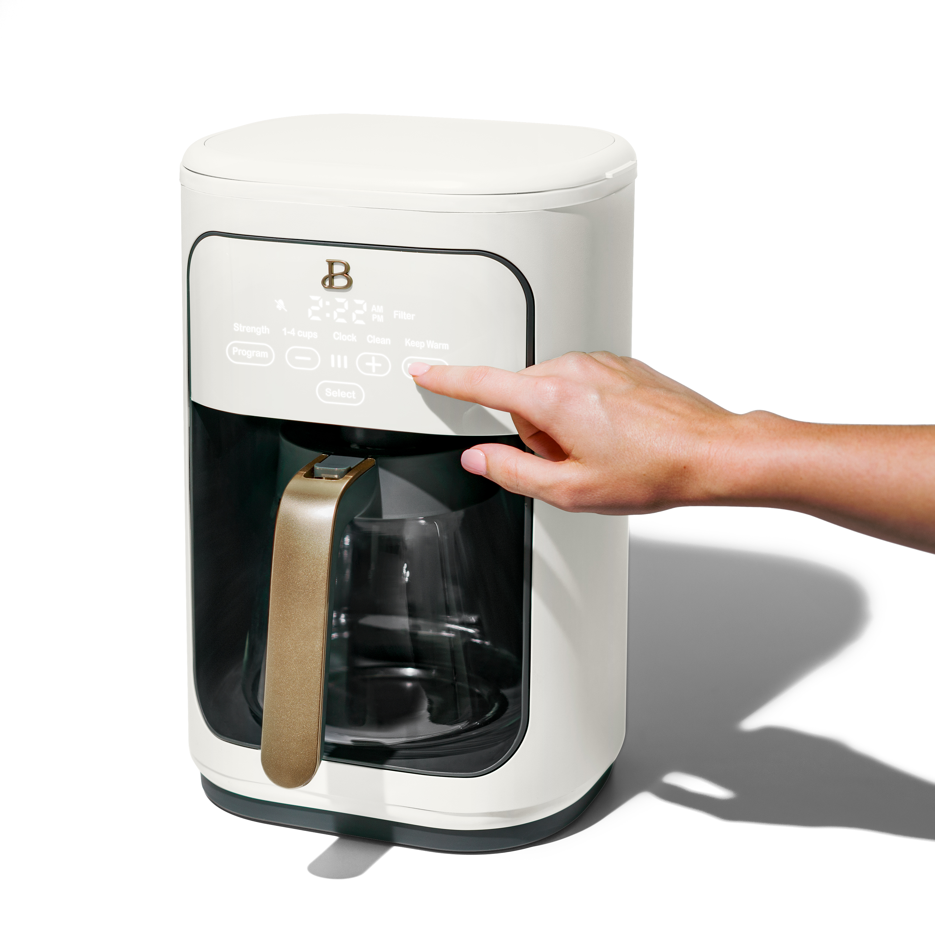 Beautiful 14-Cup Programmable Drip Coffee Maker with Touch-Activated Display, White Icing by Drew Barrymore - image 4 of 6