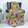 thumbnail image 4 of Colorful Soft Flannel Fleece Throw Blanket, Vivid Summer Petals on Hand Paint Grunge Stripes, Cozy Plush for Indoor and Outdoor Use, 60" x 80", Charcoal Grey and White, by Ambesonne, 4 of 5