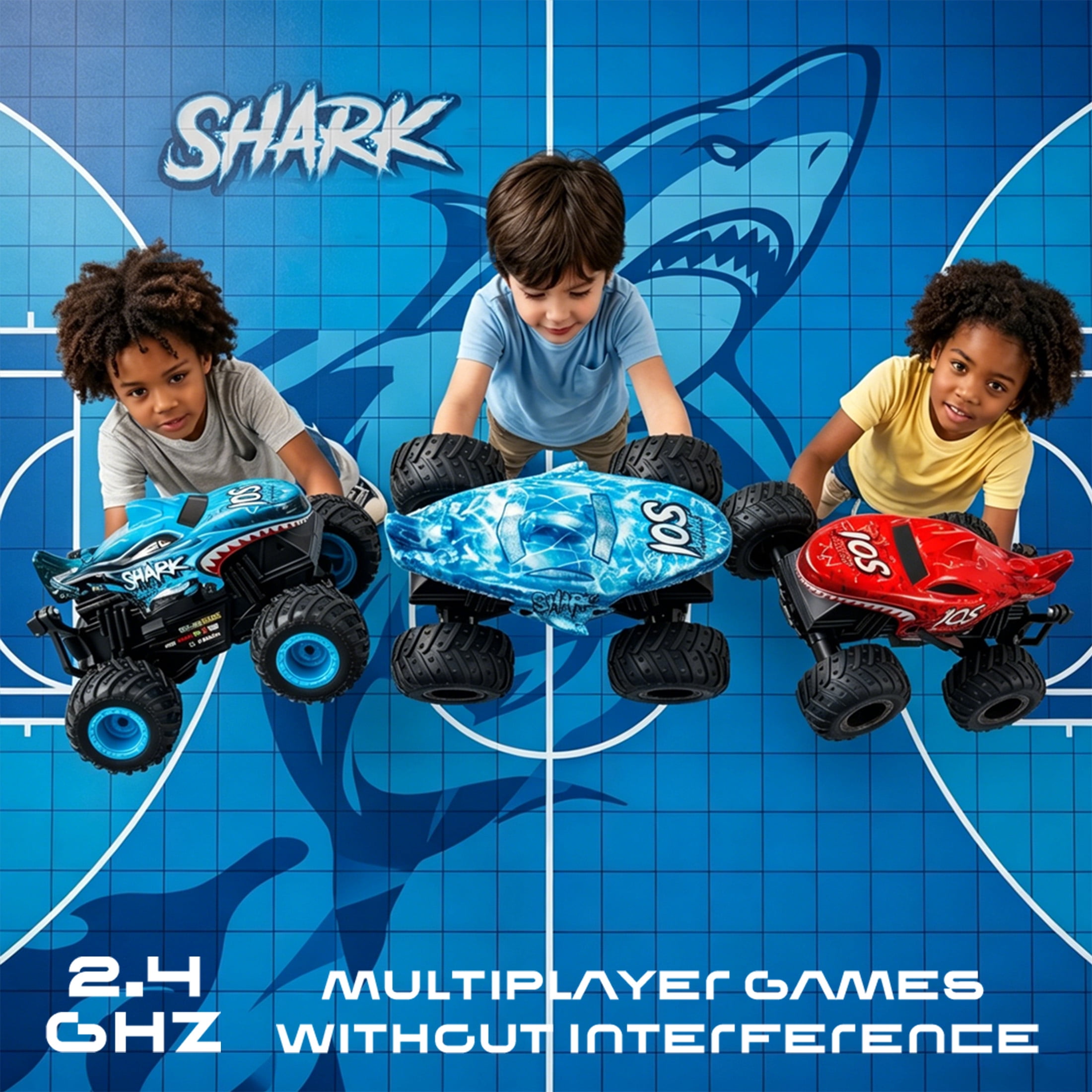 YCFUN RC Monster Truck Toy for Kids, 360° Spins RC Car with Music and LED Car Shell & Wheels for Boys Girls Ages 3+ (Blue)